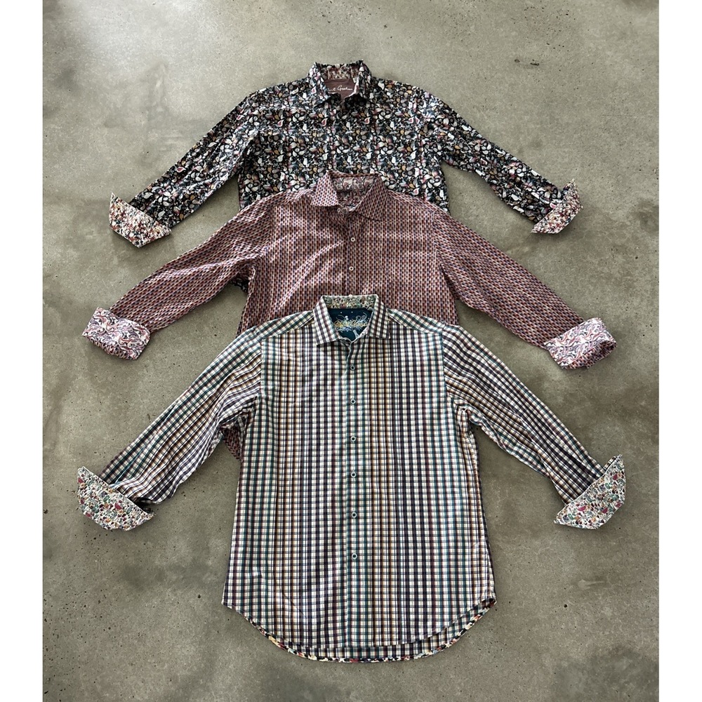 Robert Graham Shirt Mens Medium Designer Flip Cuff Button Down Lot